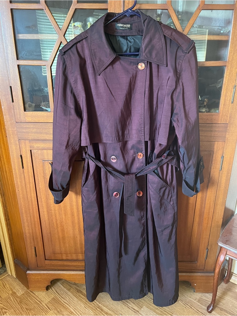 Vintage Forecaster of Boston Iridescent
Duster Trench Coat-Union Made USA